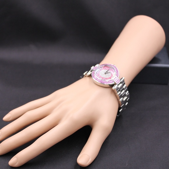 Pink Sapphire Diamond 3.28 Tcw Unisex Luxury Watch